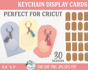 Keychain Display Card Template SVG for Cricut, Keyring Packaging, Keychain Holder, Key Ring Tag, SVG Cut Files for Vinyl Cutters