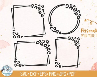 Leopard Print Frame SVG Bundle for Cricut, Animal Print Circle Border Png, Cheetah Print Square Border Frame PNG JPG, Vinyl Decal Cut File