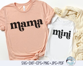 Retro Mama und Mini SVG, Retro Mama und ich SVG, trendige Mama und Mini Sublimation Png, Shirt Design SVG, Vintage, Mama und ich Shirt svgs, Png