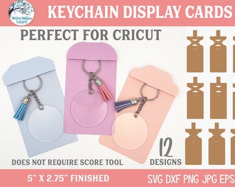 Keychain Display Card Template SVG for Cricut, Keyring Packaging, Keychain Holder, Key Ring Tag, SVG Cut Files for Vinyl Cutters