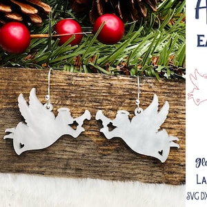 Angel Earring File SVG for Laser Cutter, Christmas Jewelry, Winter Religious Holiday Design, Laser Cut Earring File, Xtool, Glowforge, DXF