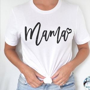 Mama with Heart SVG File for Cricut, Cursive Mom Shirt Design PNG Printable (Digital File)