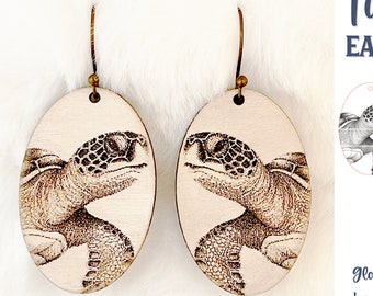 Sea Turtle Earring SVG File for Glowforge or Laser Cutter, Ocean Animal Engraved Jewelry, Summer Beach Earrings, Digital Download File