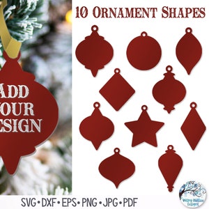 Christmas Ornament Shapes SVG for Cricut, Ornament Blanks File, Ornament Silhouettes, Christmas SVG file for Glowforge Laser or Vinyl Cutter