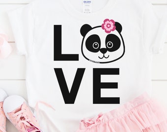 Love Panda SVG, Girl Panda SVG, Love Shirt Design, Cute Panda SVG, Girl Panda, Panda with Flower Svg, Panda Shirt Design, Pandas Svg, Png