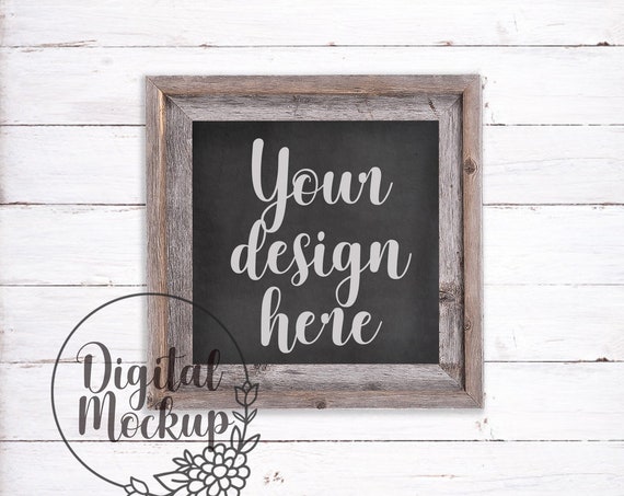 Download Square Chalkboard Wood Frame Mock Up Farmhouse Psd Jpg Mockups Psd File Free Templates PSD Mockup Templates