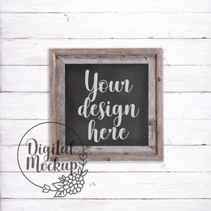 Square Chalkboard Wood Frame Mock Up, Farmhouse, PSD, JPG, Square, Picture Frame, Wood, White wood, Mockup, Mockups, Mock Ups, Frame, Rustic