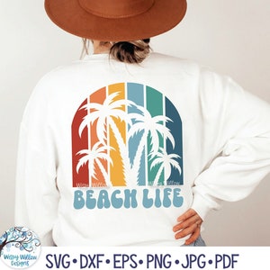 Beach Life SVG, Summer Palm Trees SVG for Cricut, Summer Beach Shirt Design PNG for Sublimation, Tropical Vacation Vinyl Decal File Download