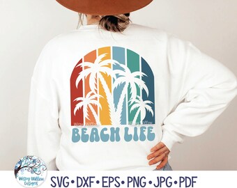 Beach Life SVG, Summer Palm Trees SVG for Cricut, Summer Beach Shirt Design PNG for Sublimation, Tropical Vacation Vinyl Decal File Download