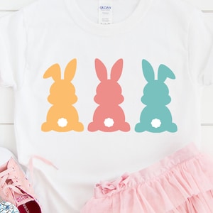 Easter Bunny SVG for Cricut, Three Easter Bunnies PNG Clipart, Cute Easter Rabbit Silhouettes, Vinyl Decal Cut File for Silhouette