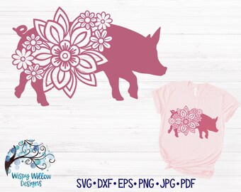 Download Pig With Flowers Etsy