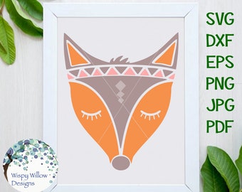 svg dxf forest animal Boho fox plotter file