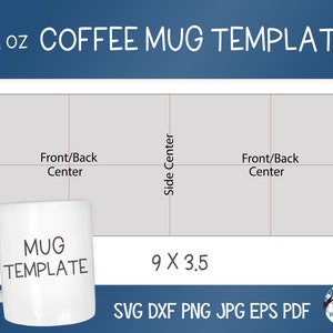 11 Oz Mug Template, Coffee Mug PNG Wrap for Sublimation, Sublimation Wrap Template JPG for Coffee Mug with Center Guide Lines