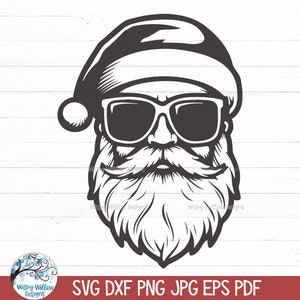 Papai Noel SVG para Cricut, Papai Noel retrô legal com óculos de sol para sublimação, Papai Noel masculino para impressão PNG, download de arquivo de corte de decalque de vinil