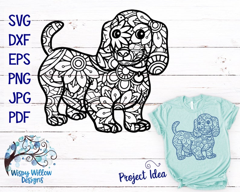 Download Dachshund Dog Zentangle SVG DXF pdf png Dog Zentangle | Etsy