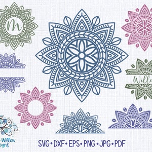Mandala Bundle SVG, Mandala Border, Mandala Monogram, Mandala Svg, Mandala Frame, Mandala Set, Mandala Svgs, Split Mandala, Half Mandala Svg