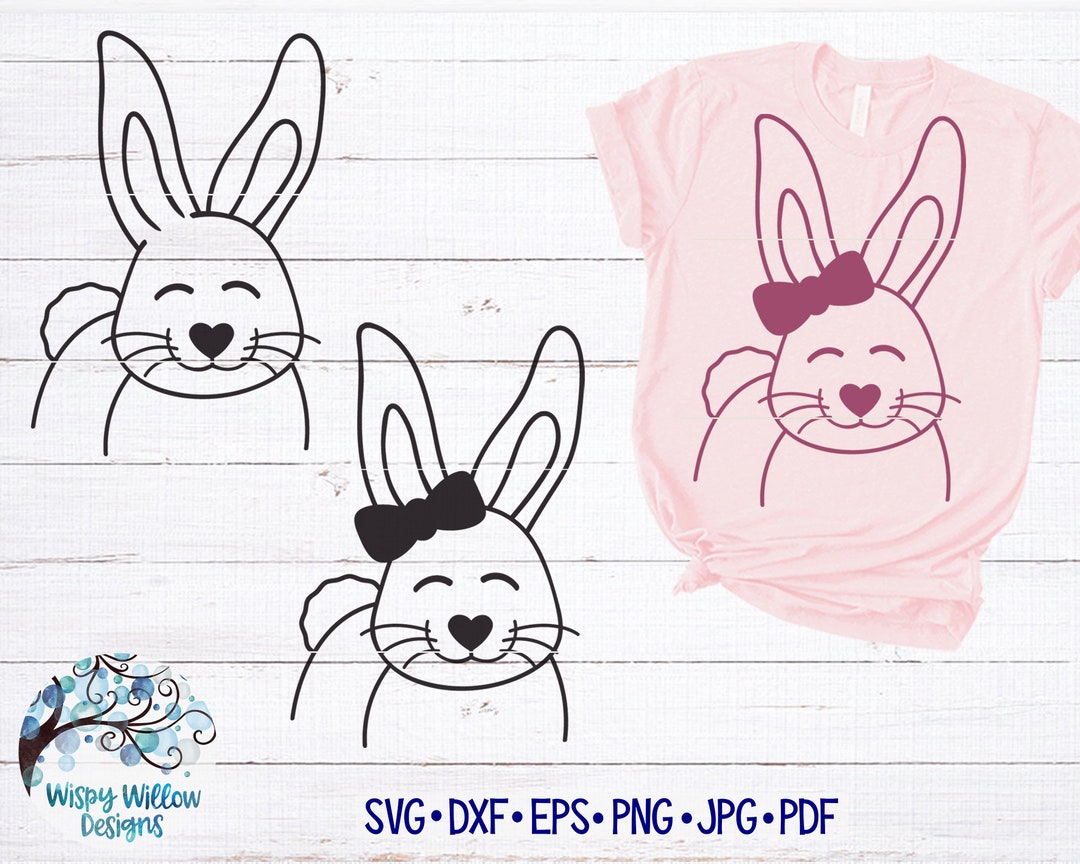 Cute Easter Bunny SVG File for Cricut, Boy and Girl Rabbits (digital ...