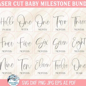 Baby Milestone SVG Bundle for Glowforge or Xtool Laser Cutter, Boho ...