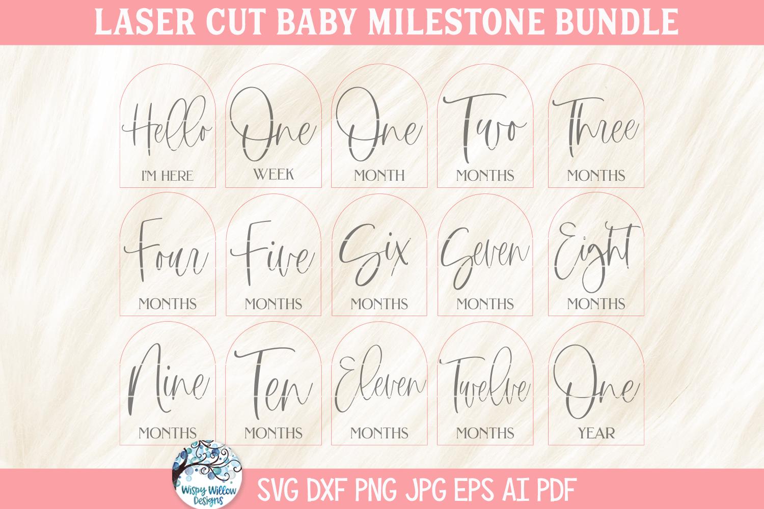 Baby Milestone SVG Bundle for Glowforge or Xtool Laser Cutter, Boho ...
