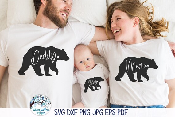Mama Daddy Baby Bear SVG Bundle for Cricut Matching Family - Etsy