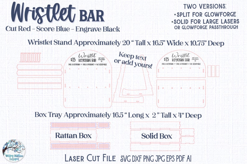 Wristlet Bar Stand File for Glowforge or Laser Cutter, SVG, AI, Keychain Holder File, Laser Cut Keychain, Bracelet Craft Show Display Design image 5