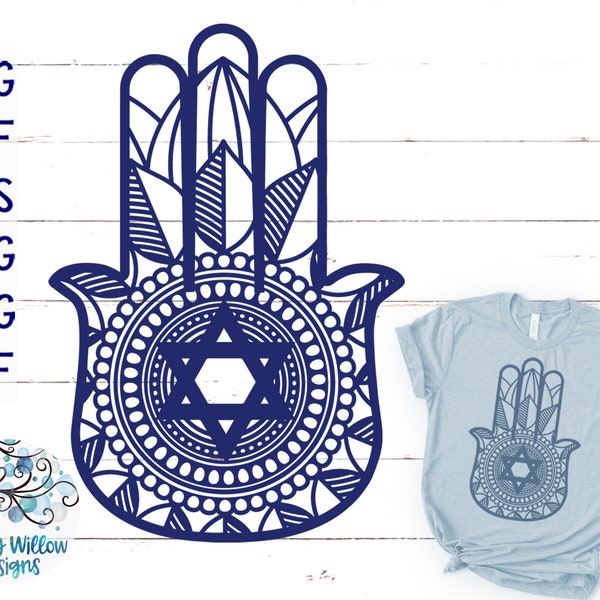 Hamsa Hand SVG, dxf, png, jpg, Star of David Hamsa SVG, Jewish Star Hamsa Svg, Jewish SVG, Mandala Hand, Zentangle, Mandala Svg, Henna Hand