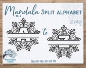 Mandala Split Alphabet SVG Bundle, A to Z SVG Letters, Mandala Letters SVG, Split Alphabet Bundle, Monogram, Monogram Svg, Split Letters Svg