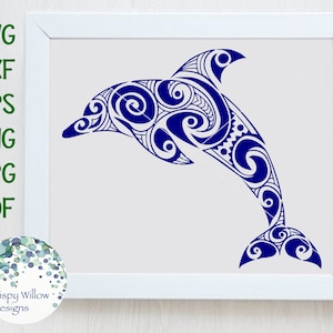 Dauphin SVG, DXF, PNG, eps, jpg, téléchargement dauphin, dauphin tribal, téléchargement numérique instantané, sticker vinyle, Cricut, Silhouette, fichier coupé