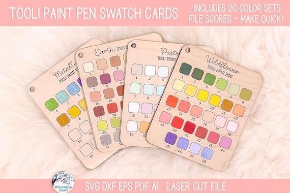 Tooli Paint Pen Swatch SVG Bundle for Laser Cutter, Color Chart, Palettes , xTool, Glowforge, Scored Laser Cut File, Acrylic Paint Marker