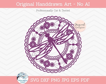 Dragonfly Mandala SVG for Cricut, Summer Animal Mandala, Intricate Zentangle, Dragonflies PNG, JPG, Vinyl Decal Cut File, Silhouette File