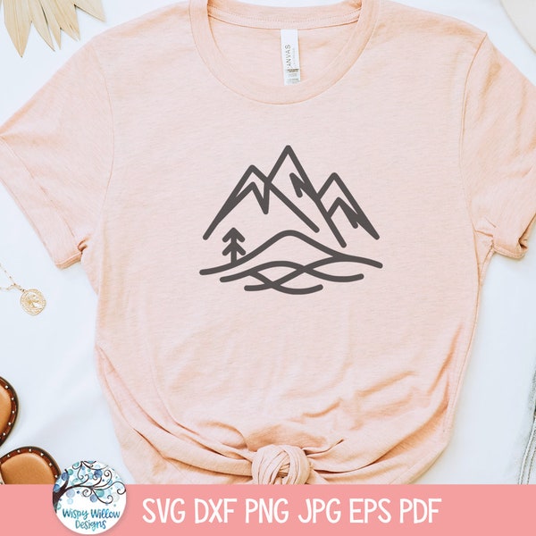 Mountains SVG for Cricut, Minimalist Mountain Doodle Clipart PNG JPG, Outdoor Line Art, Hiking, Camping, Adventure, Boho, Cut File