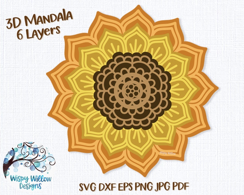 Download 3D Sunflower Mandala SVG Flower Mandala Svg Cardstock | Etsy