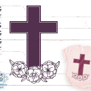 Floral Cross SVG Cut File, Cross with Flowers SVG, Christian Cross, Religious SVG, Easter, Jesus, Floral Svg, Pretty Cross, Flowers, Church
