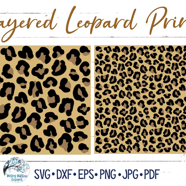 Leopard Print SVG File for Cricut, Layered Cheetah Spot PNG Printable, Animal Pattern Digital Paper