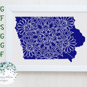 Iowa Mandala SVG, IA Svg, Iowa State Mandala Svg, Mandala Iowa Svg, Iowa Svg, Iowa State Svg, Vinyl Decal File for Cricut, Svg, Png, Iowa