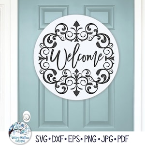 Welcome Sign Svg, Elegant Front Door Sign Svg, Round Welcome Sign Svg, Circle Welcome Decal, Welcome Svg, Png, Vinyl Decal File for Cricut