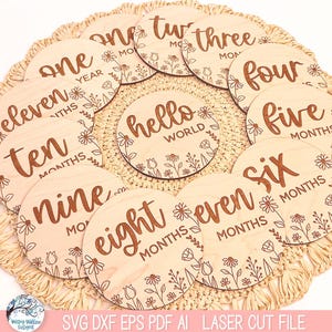 Baby Girl Milestone Disc SVG File Bundle Laser Cutter, Wildflower ...