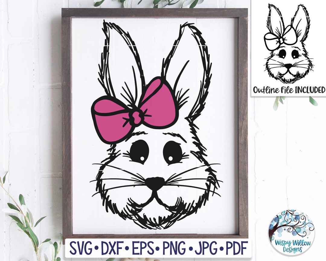 Easter Bunny SVG for Cricut, Girl Rabbit With Bow SVG, Easter Bunny ...