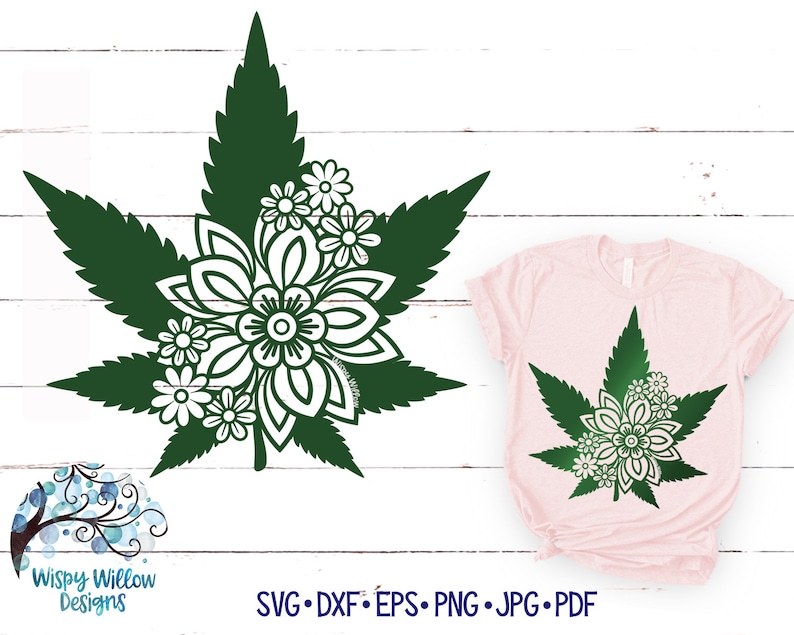 Download Floral Marijuana Leaf SVG DXF Png Digital Download | Etsy