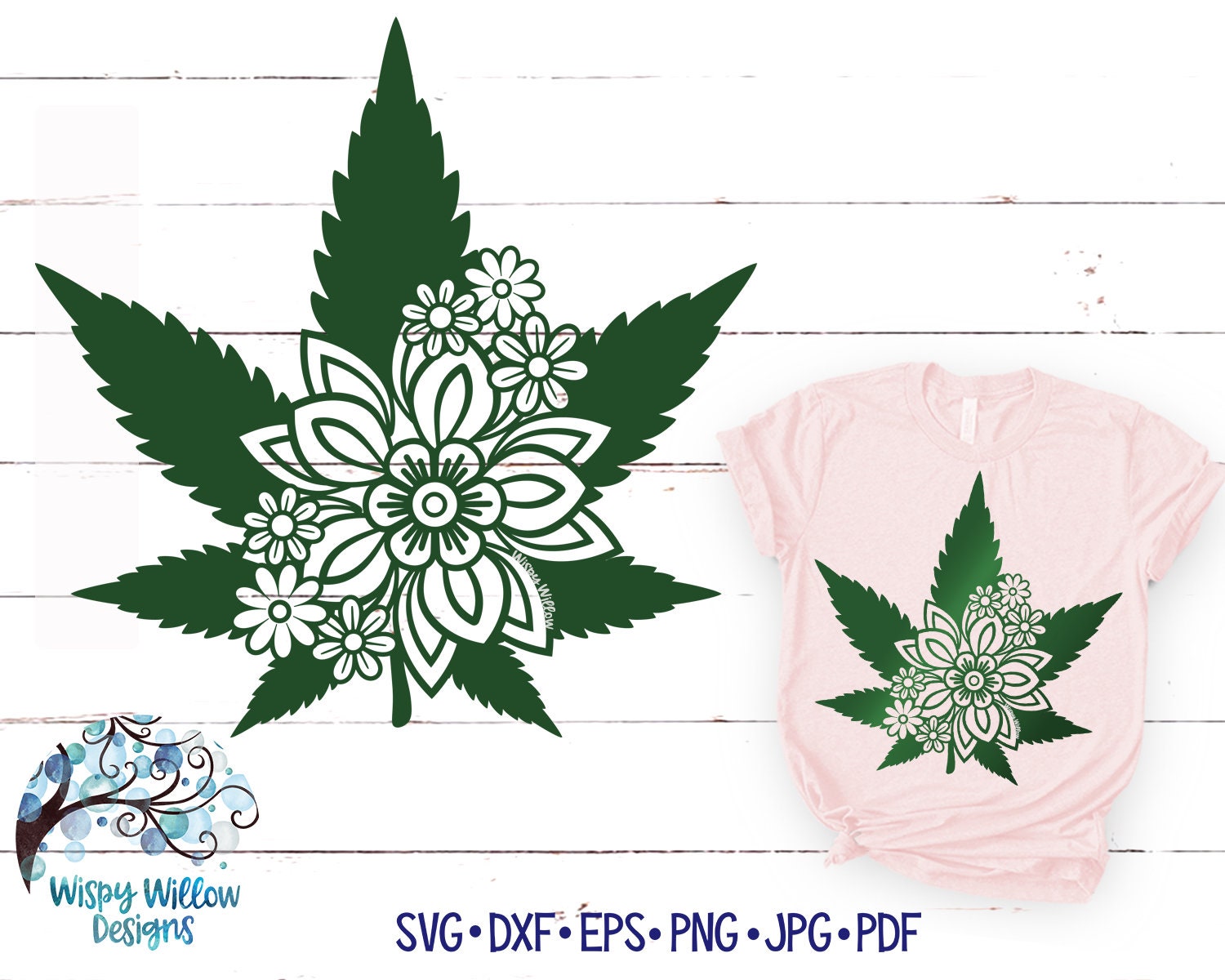 Download Hoja de marihuana floral SVG DXF Png Descarga digital | Etsy