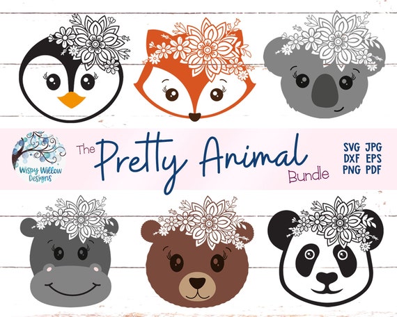 Download Pretty Animal Svg Bundle Floral Animal Faces Floral Fox Etsy
