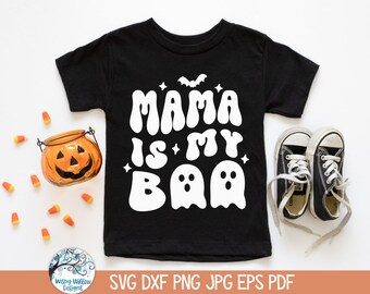 Mama Is My Boo Halloween SVG File for Cricut, Funny Kid's Shirt Design PNG Printable