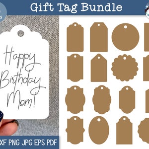 Gift Tag SVG File Bundle for Cricut, Blank Paper Tag Shapes for Presents, Cardstock Label Price Tag, Christmas Tag, Product Tag SVG Download