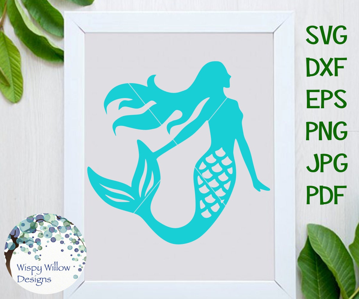 Mermaid SVG Mermaid Silhouette SVG Mermaid Decal File for - Etsy