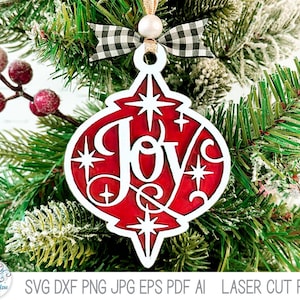 Adorno navideño con archivo SVG para Glowforge o cortador láser, adorno arabesco con estrellas y espirales de invierno, archivo de corte láser Xtool, DXF