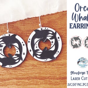 Orca Whale Earring SVG File for Glowforge or Laser Cutter, Killer Whale Ocean Animal, Engraved Beach Jewelry, Xtool Laser Cut Earring File
