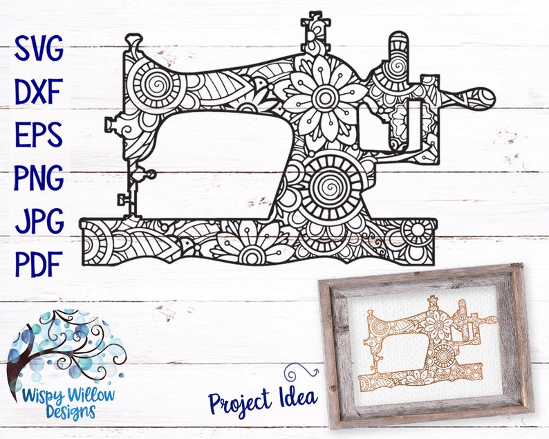 Download Sewing Machine Zentangle SVG DXF png jpeg Digital | Etsy