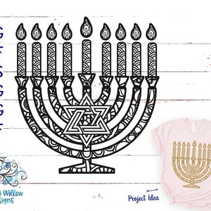 Menora Zentangle SVG, dxf, png, jpg, Menora Mandala dafür, Chanukka SVG, Chanukka, Mandala, Jüdische Kunst, Menorahs, Vinyl Aufkleber Datei, Judentum