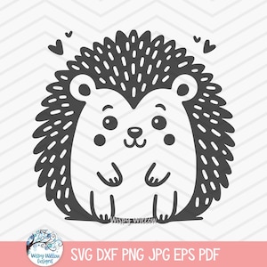 Ouriço SVG para Cricut, desenho de ouriço bebê, animal fofo da floresta da floresta PNG JPG, clipart fofo caprichoso, chá de bebê, arquivo de berçário