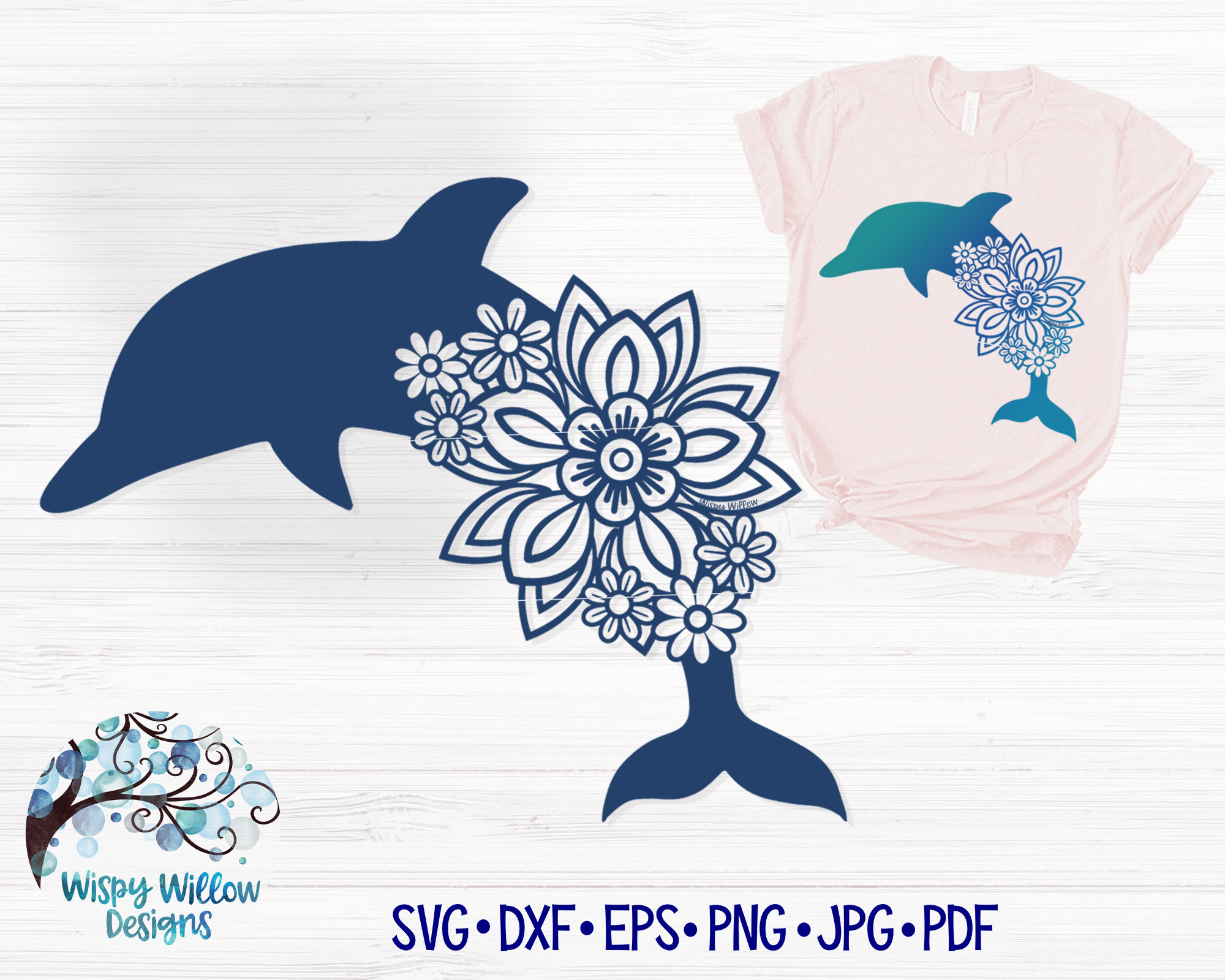 Download Floral Dolphin Svg Dolphin Mandala Svg Dolphin With Flowers Etsy